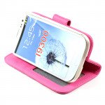 Wholesale Galaxy S3 /i9300 Simple Flip Leather Wallet Case with Stand  (Pink)